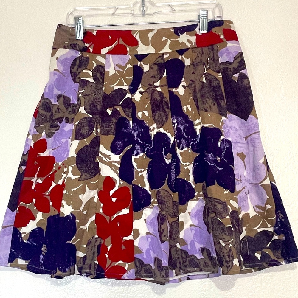 Ann Taylor A-Line Skirt in Red, Purple, Brown